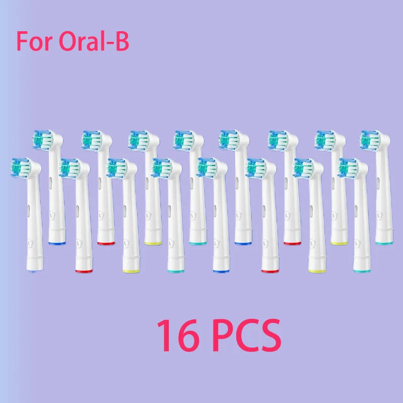 16 replacement brush heads for Oral-B Sonic electric toothbrush, compatible with Advance Power, Pro-Health, Triumph 3D Excel, and Vitality.

