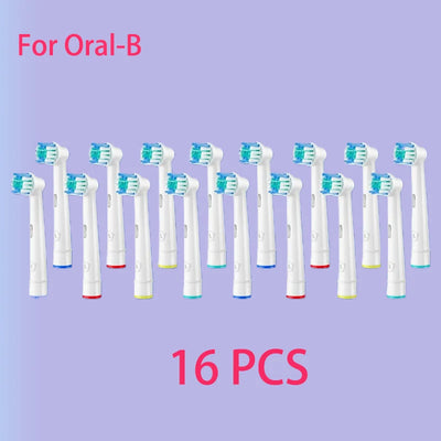 16 replacement brush heads for Oral-B Sonic electric toothbrush, compatible with Advance Power, Pro-Health, Triumph 3D Excel, and Vitality.

