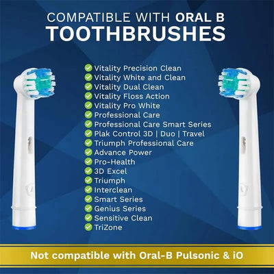 16 replacement brush heads for Oral-B Sonic electric toothbrush, compatible with Advance Power, Pro-Health, Triumph 3D Excel, and Vitality.
